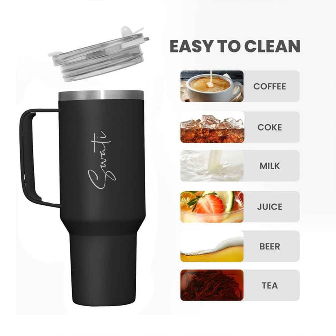 Tumbler with Handle & Reusable Straw Sipper 1200 ml