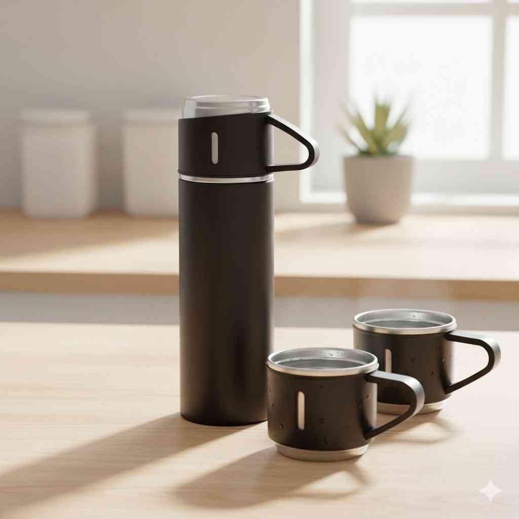 Stainless Steel Bottle with two Cups