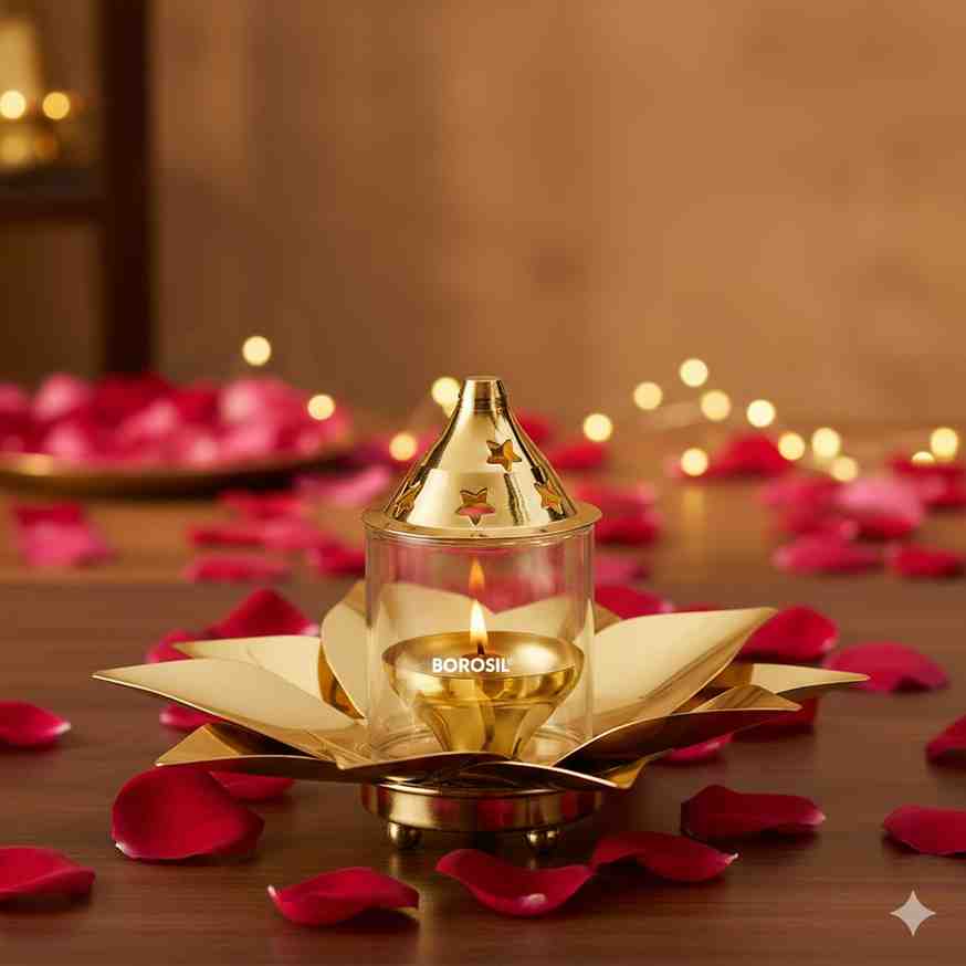 Borosil Kamal Akhand Brass Diya