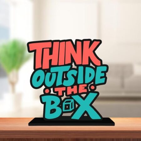 Think Outside the Box Wooden Motivational Table Decor