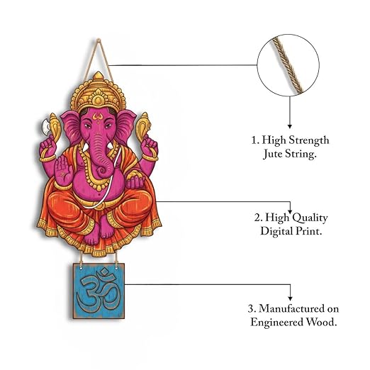 Ganesha with Om Symbol Wooden Home Decor Item - Design 1 Ganesha with Om Symbol Wooden Home Decor Item - Design 1