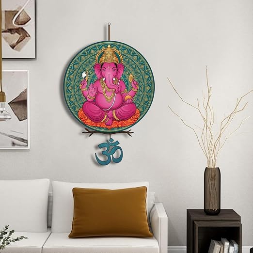 Lord Ganesha Colorful Wooden Wall Hanging - Design 2 Lord Ganesha Colorful Wooden Wall Hanging - Design 2