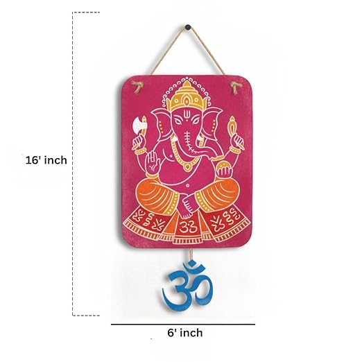 Wooden Home Decor Ganesha Design 4 with Om Symbol