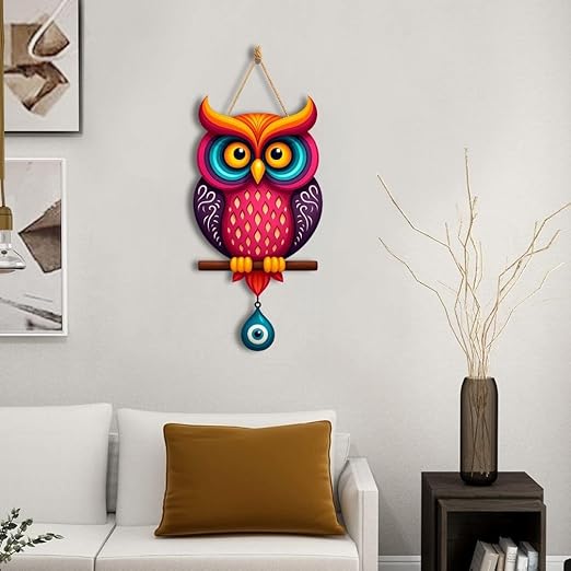 Owl Shape Wooden Wall Hanging for Home Decor - Owl Design 1 Owl Shape Wooden Wall Hanging for Home Decor - Owl Design 1