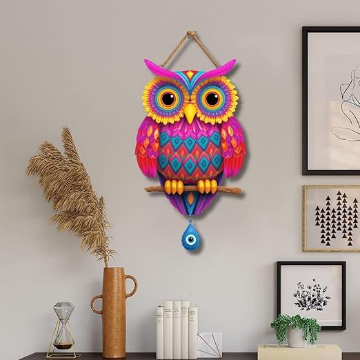 Owl Shape Wooden Wall Hanging for Home Decor - Owl Design 2 Owl Shape Wooden Wall Hanging for Home Decor - Owl Design 2