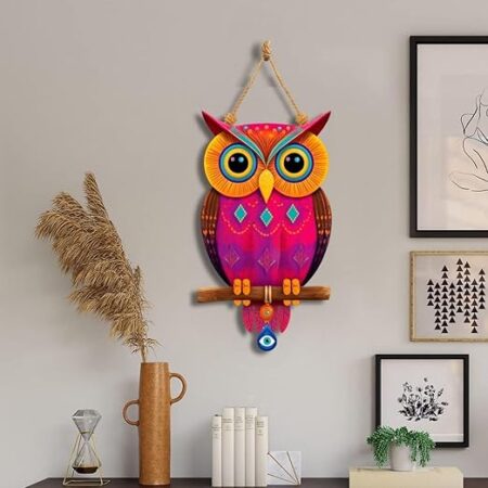 Owl Shape Wooden Wall Hanging for Home Decor - Design 4