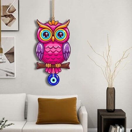 Owl Shape Wooden Wall Hanging for Home Decor - Design 7