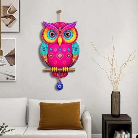 Owl Shape Wooden Wall Hanging for Home Decor - Design 3