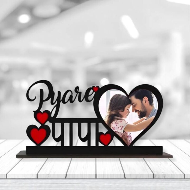 Customized Pyare Papa Wooden Table Top Photo Frame